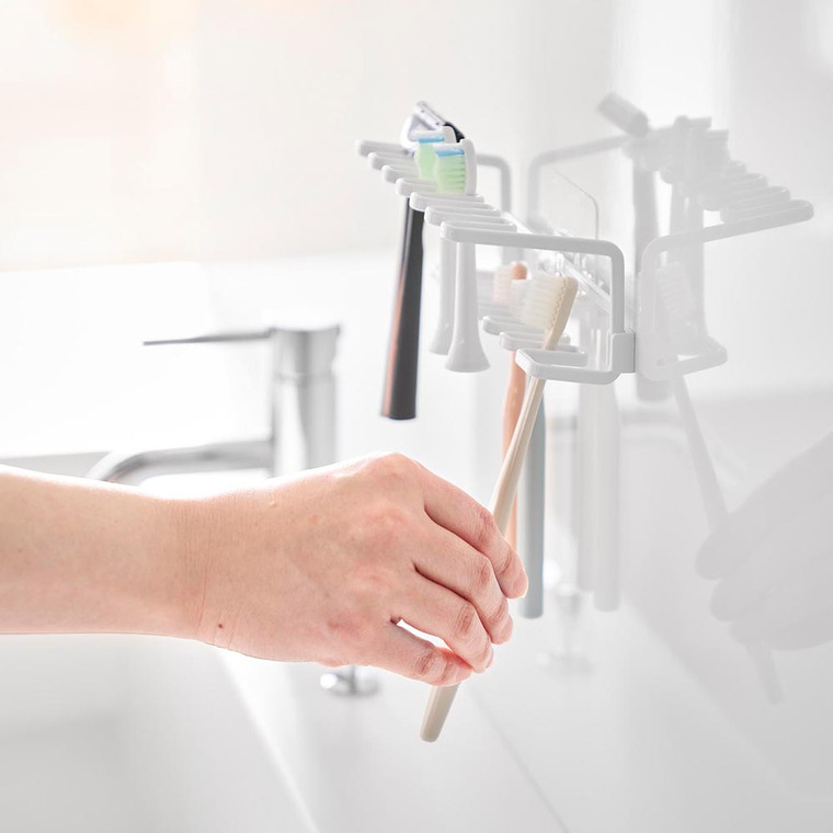 フィルムフック歯ブラシ&替え歯ブラシホルダー タワー 2段 山崎実業 公式 tower 10480 10481 ホワイト ブラック