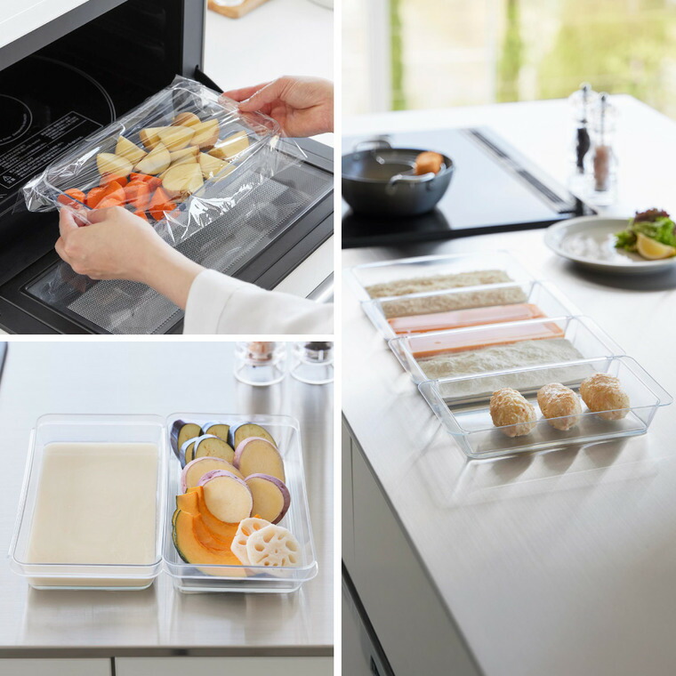 山崎実業 tower 電子レンジ対応連結できる洗いやすい下ごしらえ調理トレー タワー 深型 2個組 クリア 公式 10337 送料無料