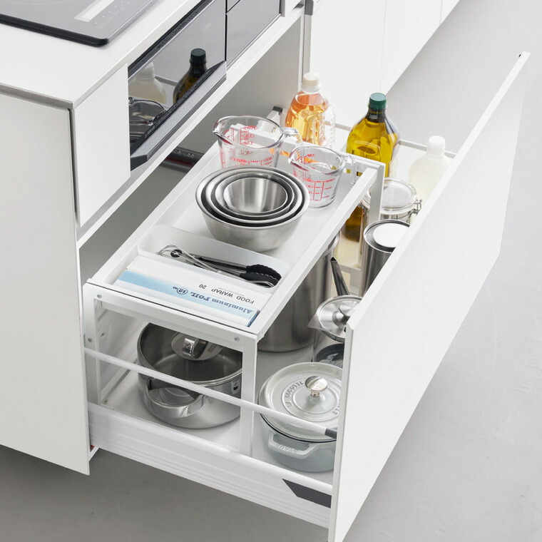 シンク下引き出し幅伸縮スライドラック タワー D30 山崎実業 tower 公式 10356 10357 ホワイト ブラック 送料無料