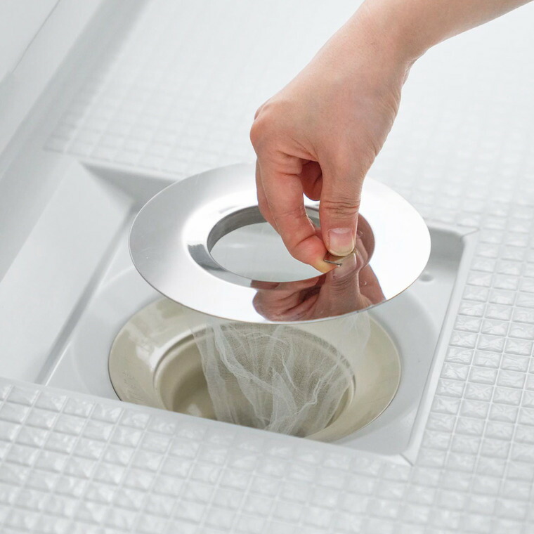 山崎実業 tower 水切りネットが交換しやすいお風呂の排水口ネットホルダー タワー 公式 10409 シルバー