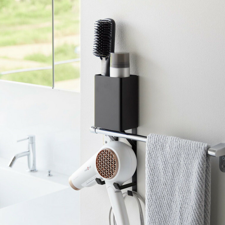 タオル掛け上ドライヤー&ヘアーアイロンホルダー タワー 山崎実業 tower 公式 10545 10546 ホワイト ブラック 送料無料