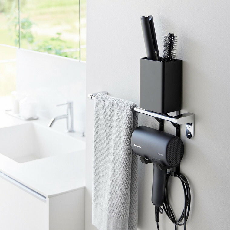 タオル掛け上ドライヤー&ヘアーアイロンホルダー タワー 山崎実業 tower 公式 10545 10546 ホワイト ブラック 送料無料