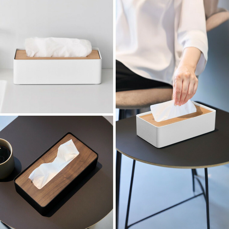 山崎実業 RIN 蓋付きコンパクトティッシュケース リン 公式 10604 10605 ブラウン ナチュラル 送料無料