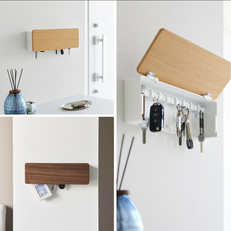 山崎実業 RIN 壁付けキーフック リン ロング 公式 10608 10609 ブラウン ナチュラル 送料無料