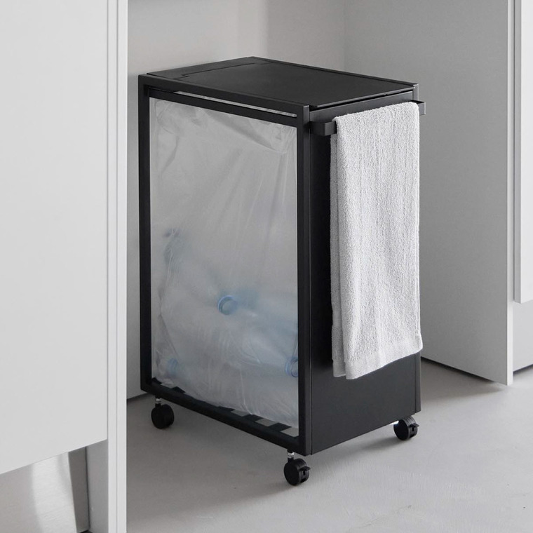 山崎実業 tower スリム蓋付き目隠しダストワゴン タワー 45L 公式 10639 10640 ホワイト ブラック 送料無料 / ゴミ箱 ダストボックス キャスター付き 省スペース ゴミ袋 分別 キッチン 台所 yamazaki JGS