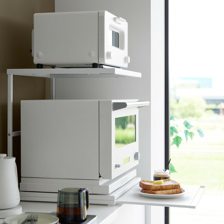 スライドテーブル付きキッチン家電下ラック タワー 2段 山崎実業 tower 公式 10652 10653 ホワイト ブラック 送料無料