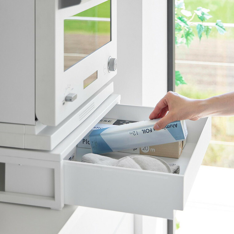 引き出し付きキッチン家電下ラック タワー 2段 山崎実業 tower 公式 10654 10655 ホワイト ブラック 送料無料