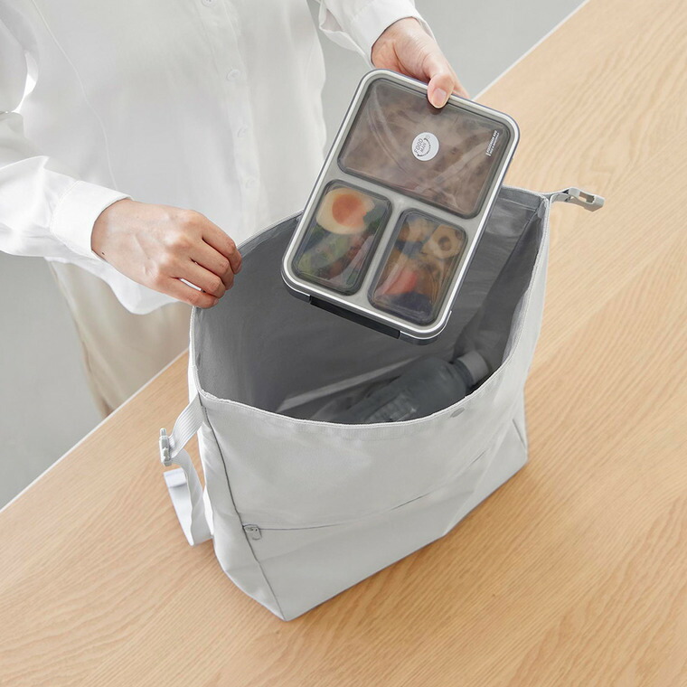 量によって調節できる保冷＆保温ショッピングエコバッグ タワー 山崎実業 tower 公式 10656 10657 ライトグレー ブラック 送料無料