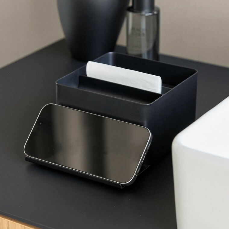 スマホスタンド付きハーフティッシュケース タワー 山崎実業 tower 10707 10708 ホワイト ブラック 送料無料