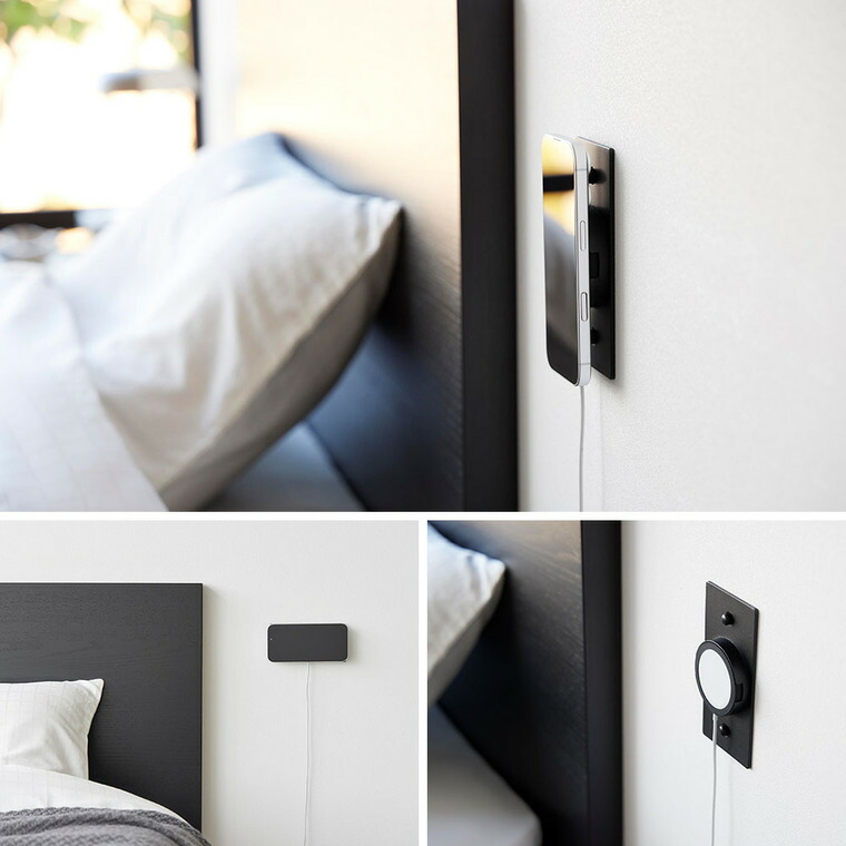 山崎実業 tower ウォールスマートフォン充電ホルダー タワー 石こうボード壁対応 公式 10084 10085 ホワイト ブラック