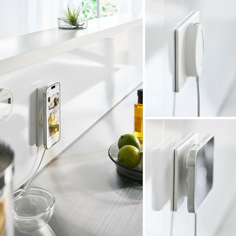 山崎実業 tower マグネットスマートフォン充電ホルダー タワー 公式 10086 10087 ホワイト ブラック