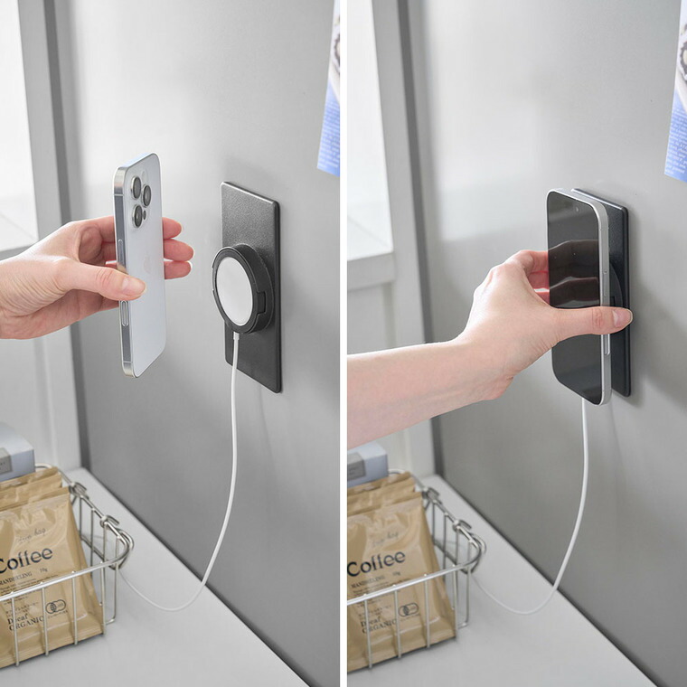 山崎実業 tower マグネットスマートフォン充電ホルダー タワー 公式 10086 10087 ホワイト ブラック