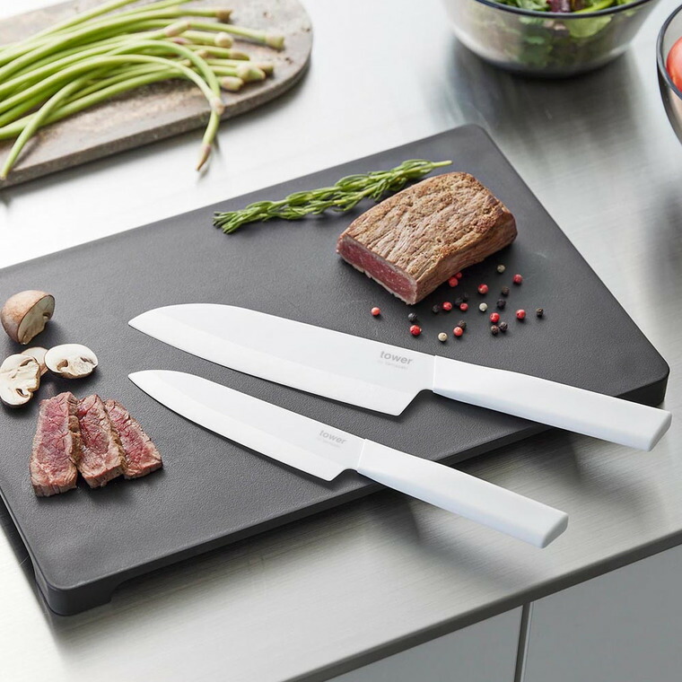 tower セラミックナイフ タワー 三徳 16.5cm 山崎実業 10121 10122 ホワイト ブラック 送料無料