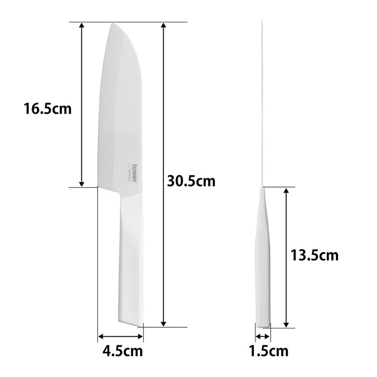 tower セラミックナイフ タワー 三徳 16.5cm 山崎実業 10121 10122 ホワイト ブラック 送料無料