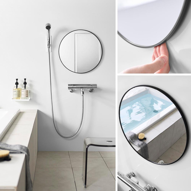 山崎実業 tower マグネットバスルーム樹脂ミラー タワー 丸型 42cm 公式 ホワイト ブラック 10173 10174 送料無料