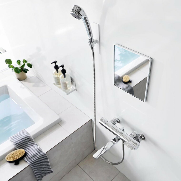 山崎実業 tower マグネットバスルーム樹脂ミラー タワー 角型 公式 10302 10303 ホワイト ブラック 送料無料