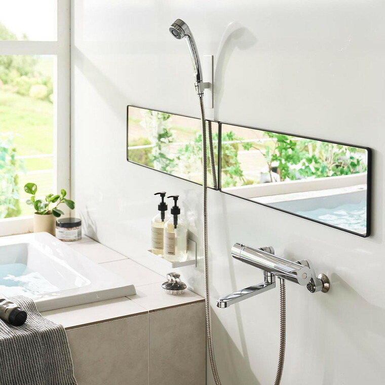 山崎実業 tower マグネットバスルーム樹脂ミラー タワー 角型 ロング 公式 ホワイト ブラック 10304 10305 送料無料