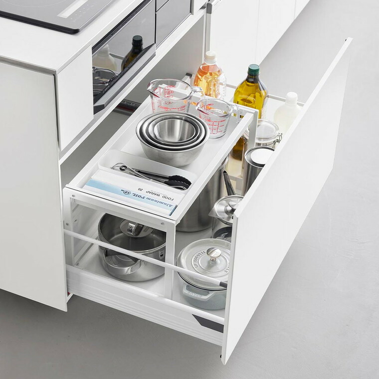 シンク下引き出し幅伸縮スライドラック タワー D30 山崎実業 tower 公式 10356 10357 ホワイト ブラック 送料無料