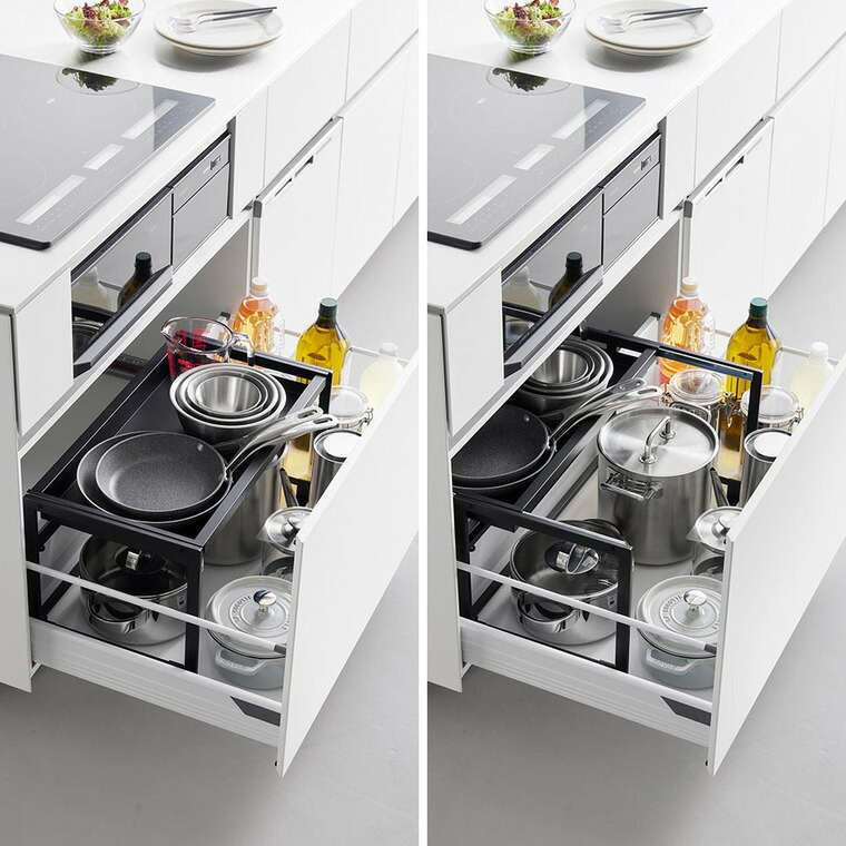 シンク下引き出し幅伸縮スライドラック タワー D30 山崎実業 tower 公式 10356 10357 ホワイト ブラック 送料無料