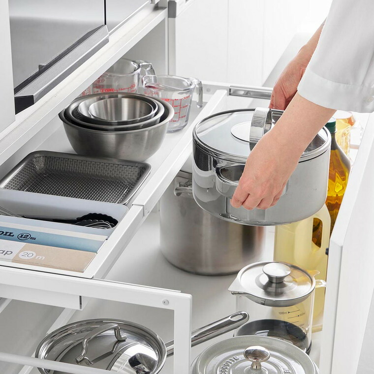 シンク下引き出し幅伸縮スライドラック タワー D30 山崎実業 tower 公式 10356 10357 ホワイト ブラック 送料無料