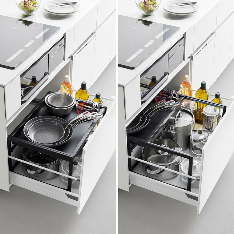 シンク下引き出し幅伸縮スライドラック タワー D40 山崎実業 tower 公式 10358 10359 ホワイト ブラック 送料無料