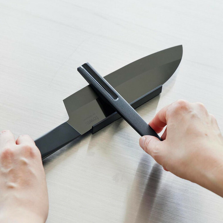 tower セラミックナイフ用シャープナー タワー 山崎実業 10364 ブラック