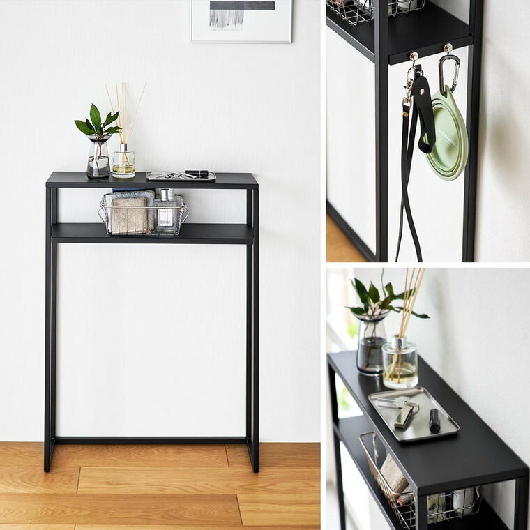 山崎実業 tower 棚付きコンソールテーブル タワー 公式 10393 10394 ホワイト ブラック 送料無料