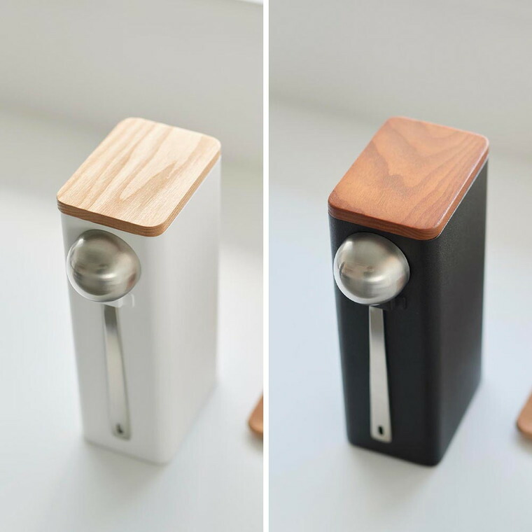 山崎実業 tower 袋ごとコーヒー豆収納ケース タワー スプーン付き 公式 10460 10461 ホワイト ブラック 送料無料