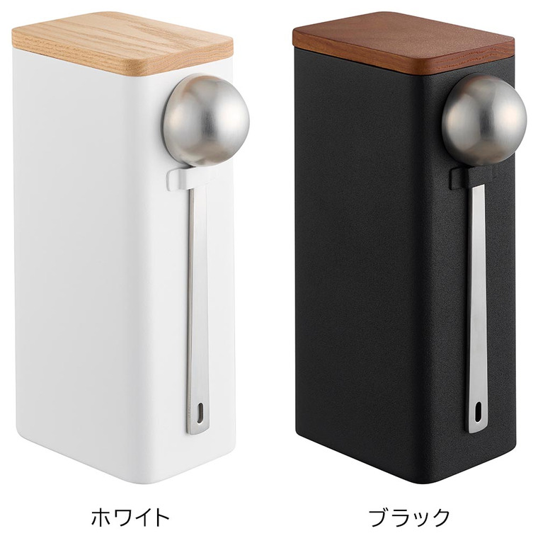 山崎実業 tower 袋ごとコーヒー豆収納ケース タワー スプーン付き 公式 10460 10461 ホワイト ブラック 送料無料