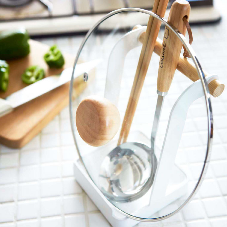 お玉＆鍋ふたスタンド トスカ 山崎実業 tosca ホワイト 2423 タワーシリーズ