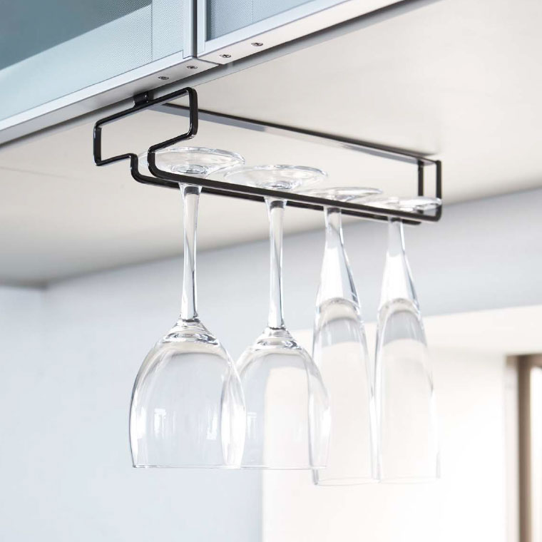 戸棚下ワイングラスハンガー タワー 山崎実業 tower プレート ホワイト/ブラック 2462 2463 タワーシリーズ