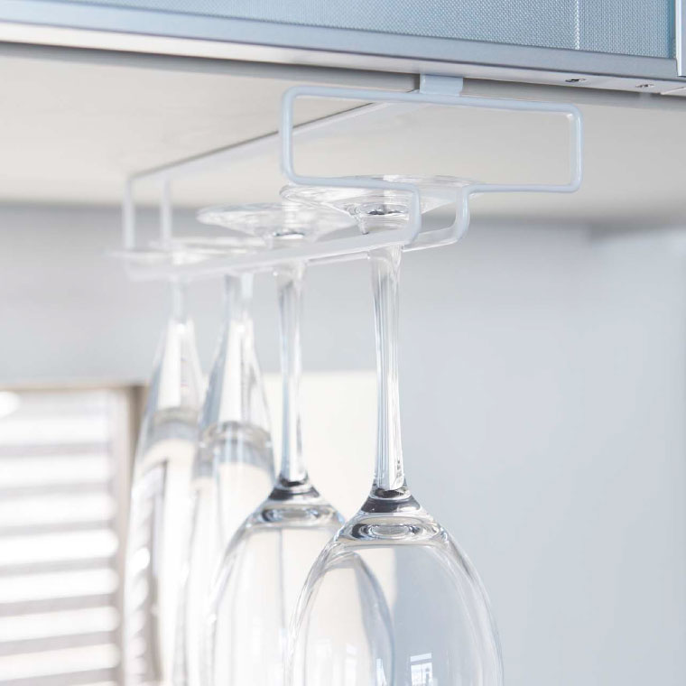 戸棚下ワイングラスハンガー タワー 山崎実業 tower プレート ホワイト/ブラック 2462 2463 タワーシリーズ