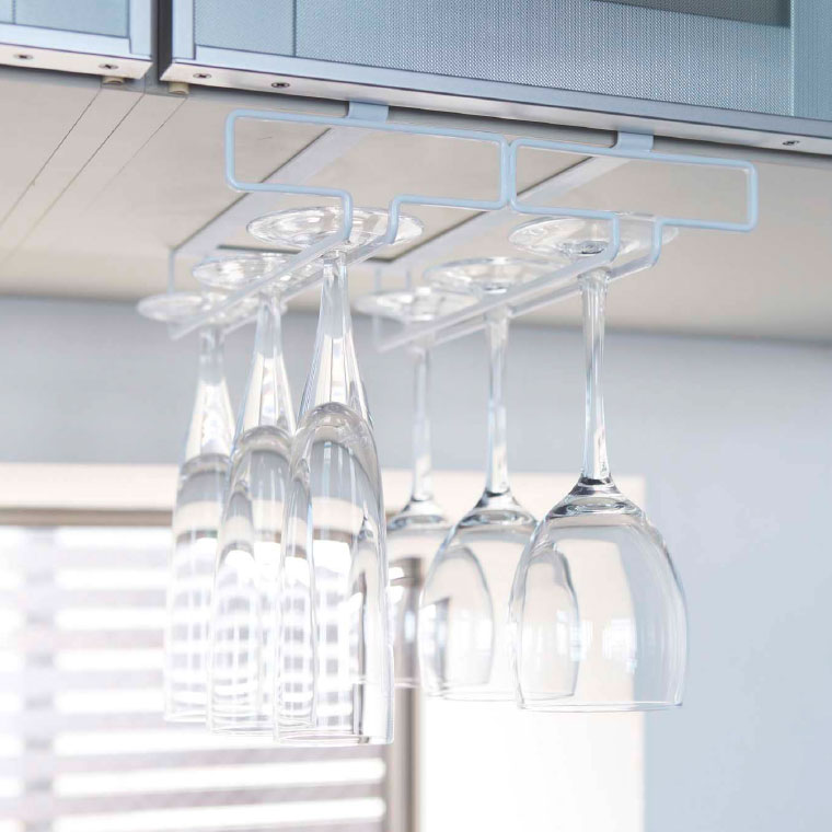 戸棚下ワイングラスハンガー ダブル タワー 山崎実業 tower ホワイト/ブラック 2464 2465 タワーシリーズ