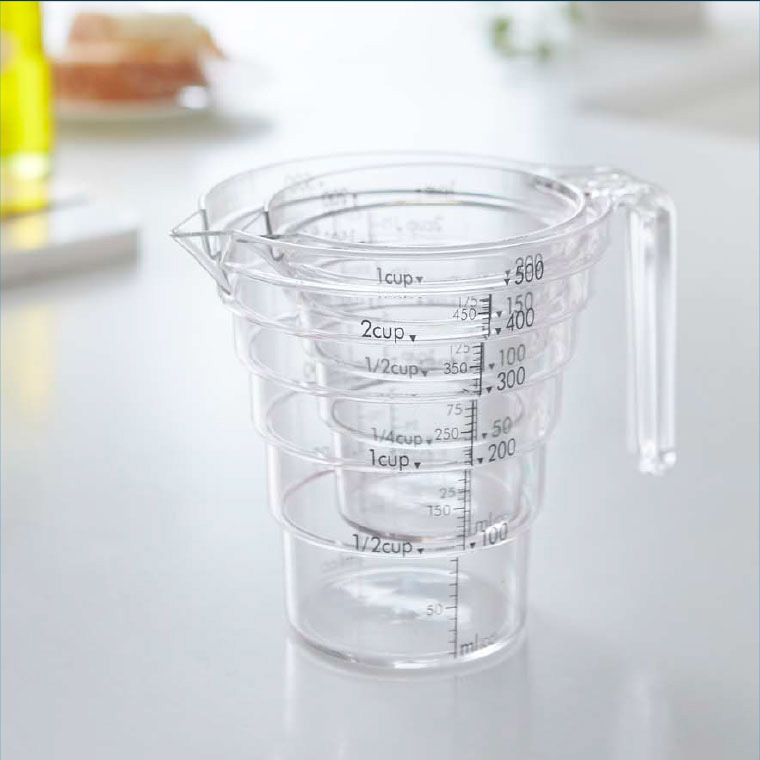 段々計量カップ ５００ＭＬ クリア レイヤー 山崎実業 LAYER 2547 タワーシリーズ