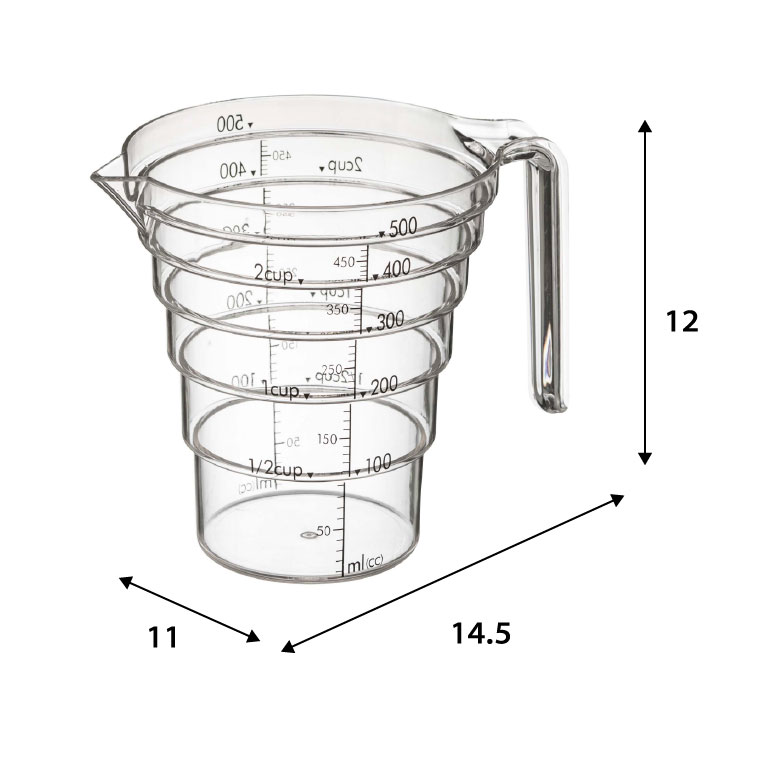 段々計量カップ ５００ＭＬ クリア レイヤー 山崎実業 LAYER 2547 タワーシリーズ