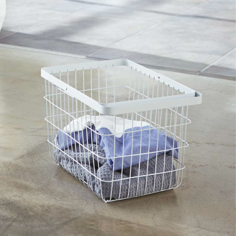 ランドリーワイヤーバスケット Ｍ タワー 山崎実業 tower ホワイト/ブラック 3160 3161 タワーシリーズ