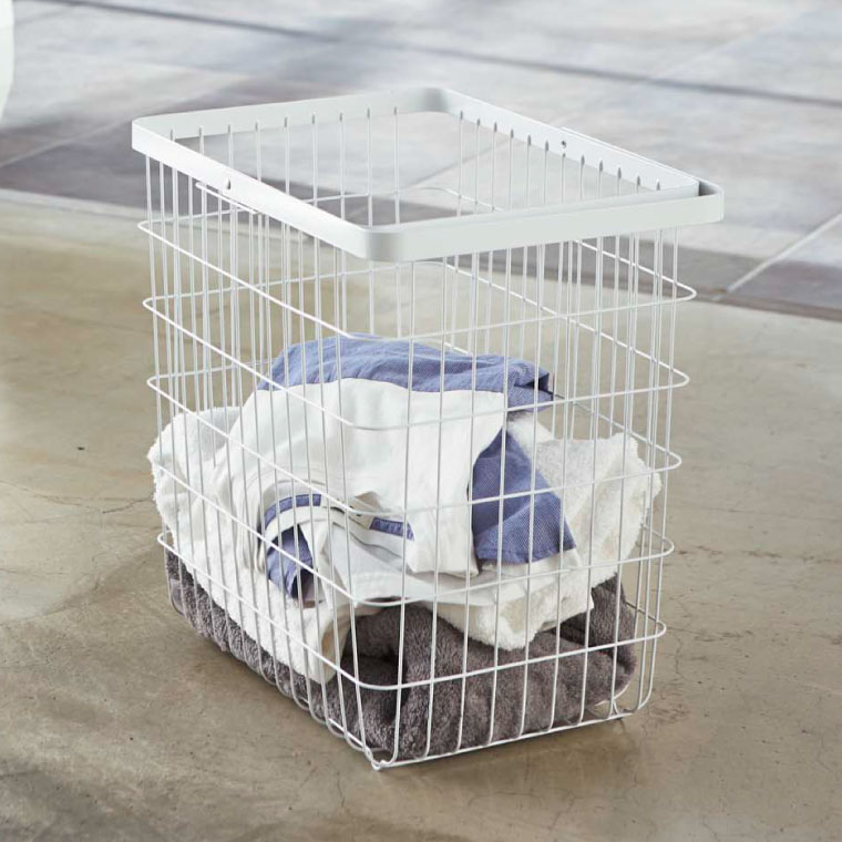 ランドリーワイヤーバスケット Ｌ タワー 山崎実業 tower ホワイト/ブラック 3162 3163 タワーシリーズ