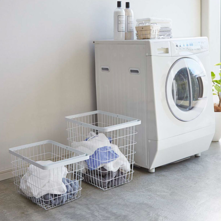 ランドリーワイヤーバスケット Ｌ タワー 山崎実業 tower ホワイト/ブラック 3162 3163 タワーシリーズ