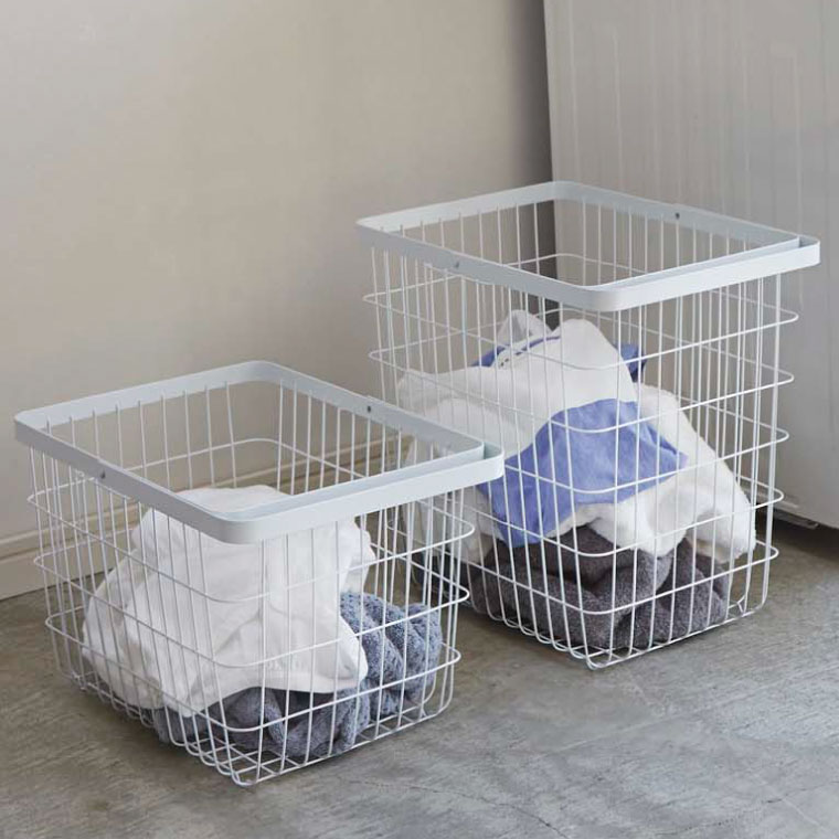 ランドリーワイヤーバスケット Ｌ タワー 山崎実業 tower ホワイト/ブラック 3162 3163 タワーシリーズ