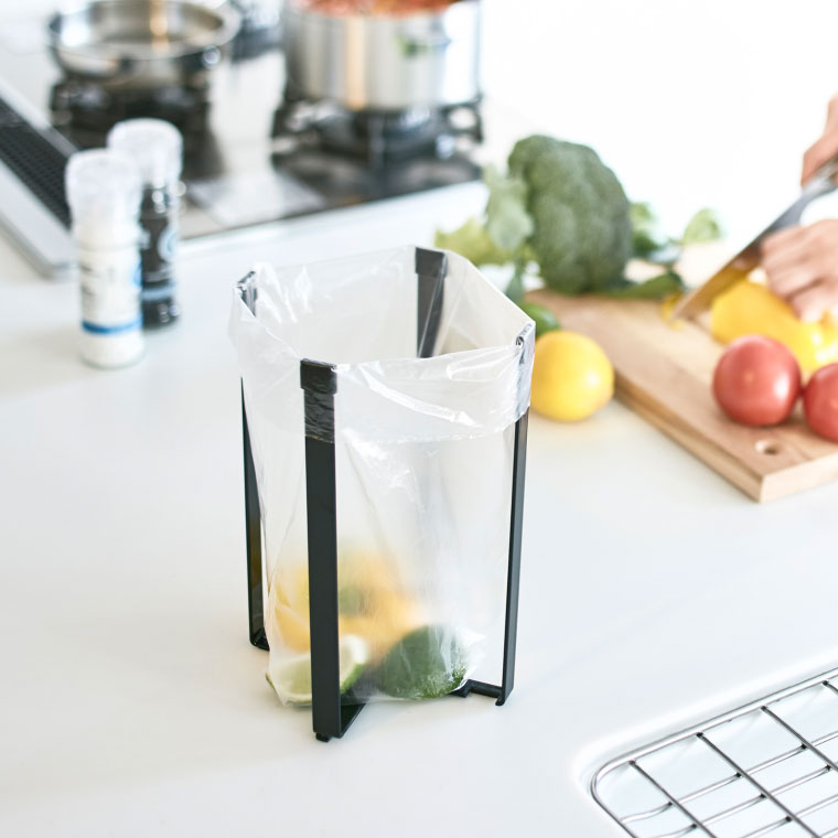 ポリ袋エコホルダー Ｌ タワー 山崎実業 tower ゴミ箱 ホワイト/ブラック 3180 3181 タワーシリーズ