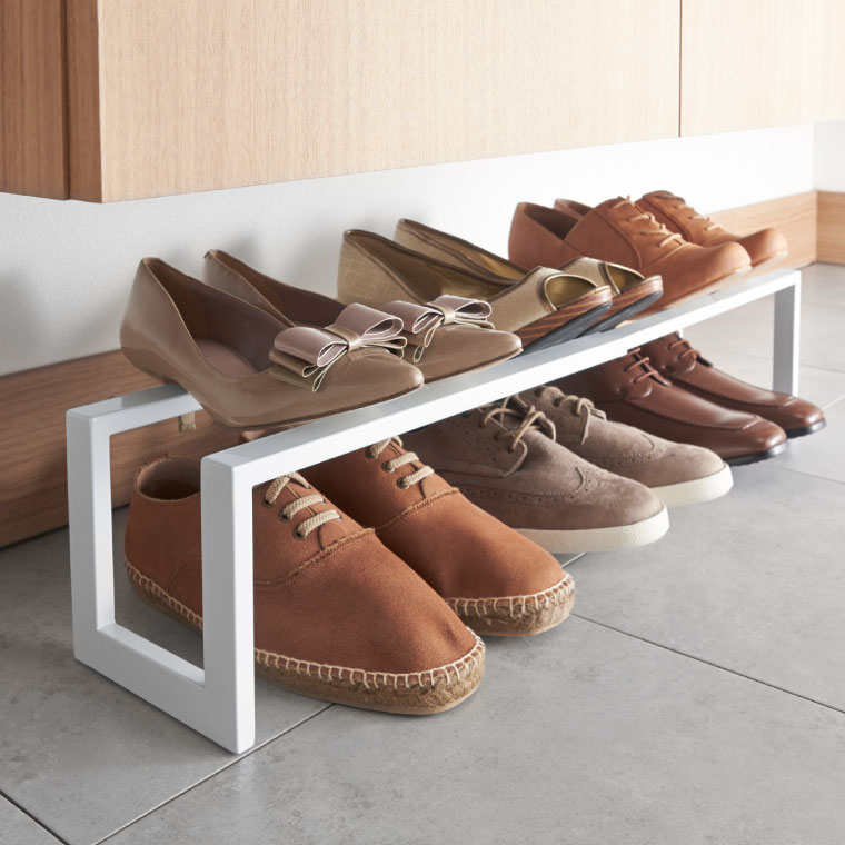 伸縮シューズラック １段 ライン 山崎実業 LINE ホワイト/ブラック 3188 3189 タワーシリーズ