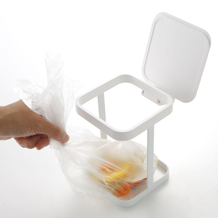 蓋付きポリ袋エコホルダー タワー 山崎実業 tower ゴミ箱 ホワイト/ブラック 3330 3331 タワーシリーズ