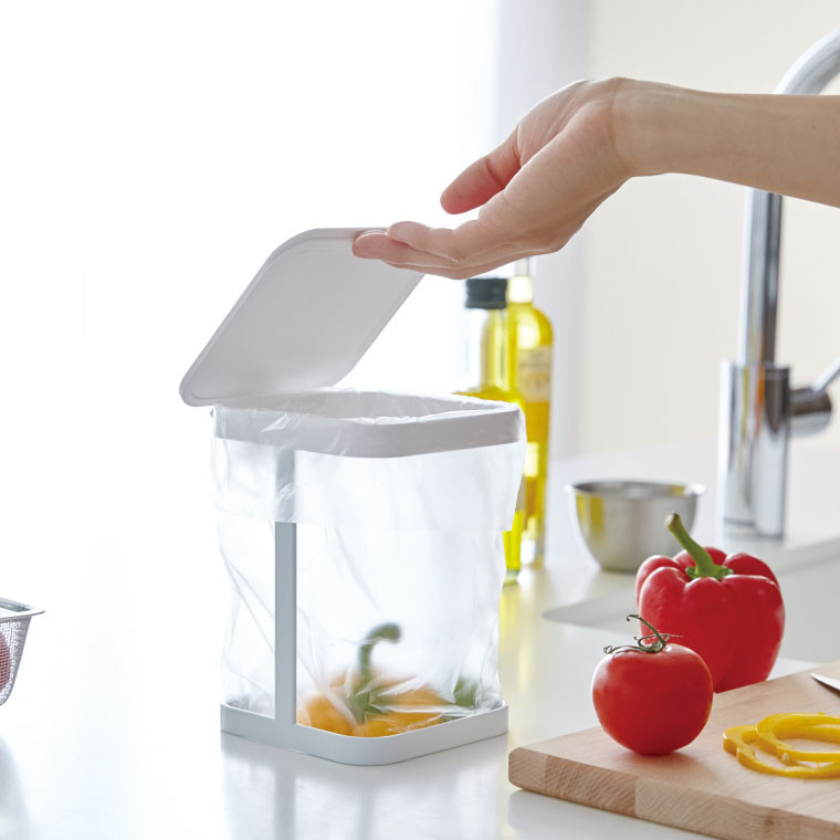 蓋付きポリ袋エコホルダー タワー 山崎実業 tower ゴミ箱 ホワイト/ブラック 3330 3331 タワーシリーズ