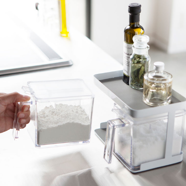 調味料ストッカー＆ラック ２個セット タワー 山崎実業 tower ホワイト/ブラック 3341 3342 タワーシリーズ