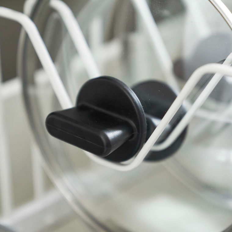 シンク下 伸縮鍋蓋＆フライパンスタンド タワー 山崎実業 tower シンク下収納 ホワイト/ブラック 3840 3841 タワーシリーズ