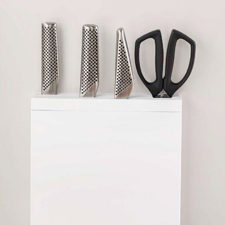 包丁＆キッチンばさみ差し タワー 山崎実業 tower ホワイト 3848 タワーシリーズ