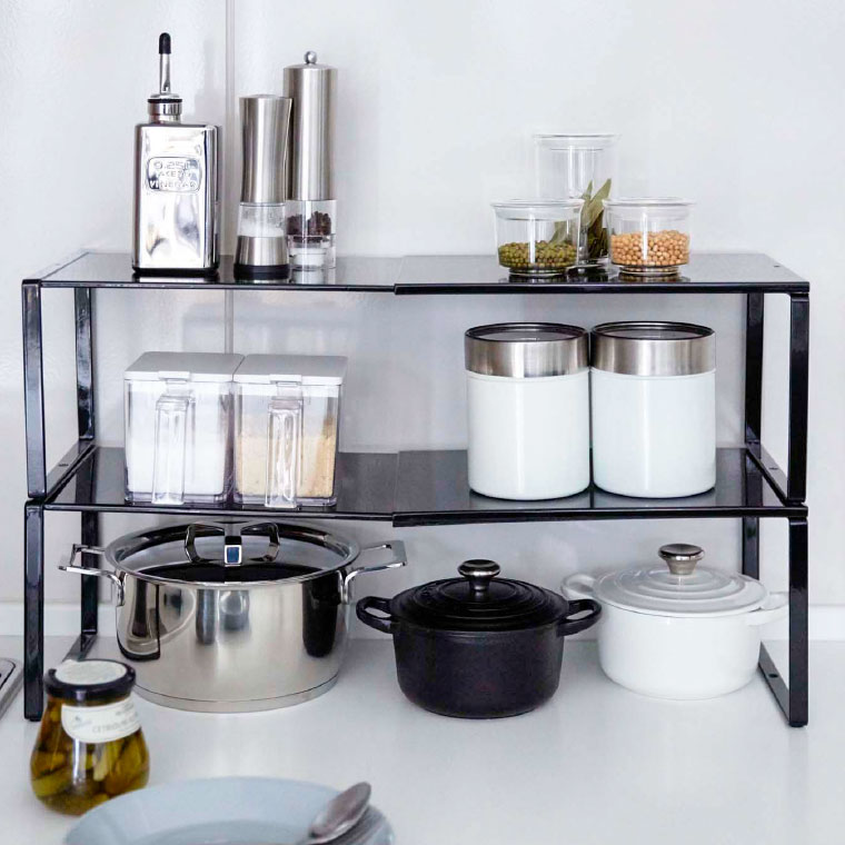 伸縮収納棚 タワー 山崎実業 tower ホワイト/ブラック 3865 3866 タワーシリーズ