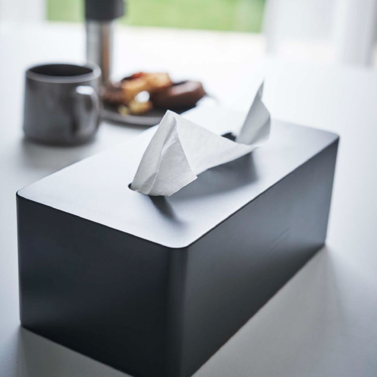 厚型対応ティッシュケース タワー 山崎実業 tower ティッシュケース 厚型対応 ホワイト/ブラック 3901 3902 タワーシリーズ