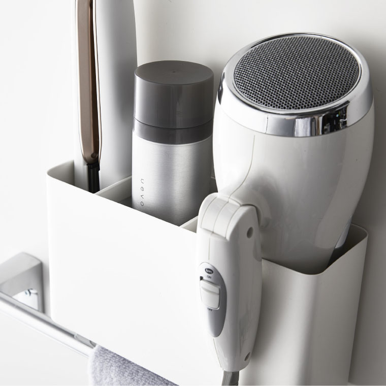 タオル掛け上ドライヤー＆ヘアーアイロンホルダー タワー 山崎実業 tower ホワイト/ブラック 4286 4287 タワーシリーズ