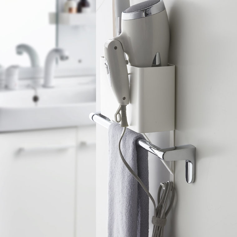 タオル掛け上ドライヤー＆ヘアーアイロンホルダー タワー 山崎実業 tower ホワイト/ブラック 4286 4287 タワーシリーズ